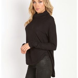 Free People Cowl Neck Black Long Sleeve Sweater